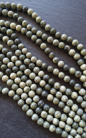 8mm Natural Serpentine Gemstone Beads Undyed Round Full 15.7 inch Strand
