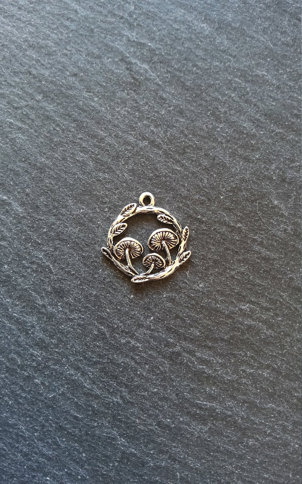 4 or 20 Mushroom Toadstool Round Forest Charms Antique Silver Tone 21x20mm