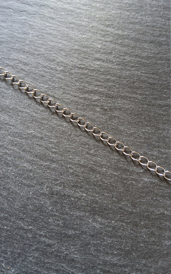 1m of Stainless Steel Twisted Curb Chain 5x3.5x0.6mm Closed Link