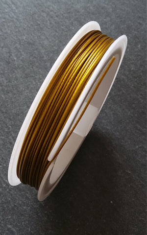 15m Reel of Gold Tone Steel Tiger Tail Craft Wire 0.8mm (21 Gauge) - ContentedCatz