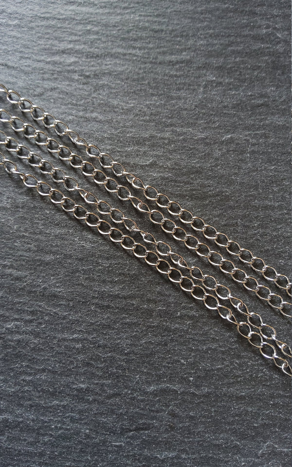 1m of Stainless Steel Twisted Curb Chain 5x3.5x0.6mm Closed Link