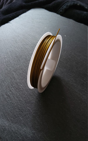 15m Reel of Gold Tone Steel Tiger Tail Craft Wire 0.8mm (21 Gauge) - ContentedCatz