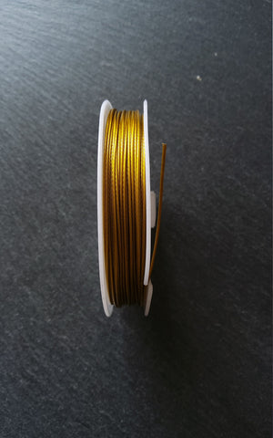 15m Reel of Gold Tone Steel Tiger Tail Craft Wire 0.8mm (21 Gauge) - ContentedCatz