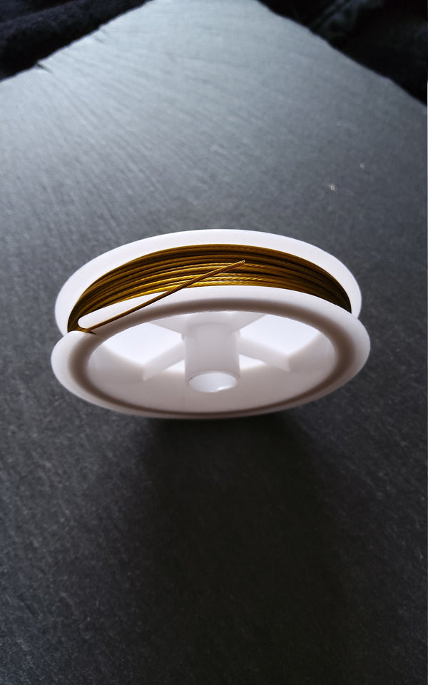 15m Reel of Gold Tone Steel Tiger Tail Craft Wire 0.8mm (21 Gauge) - ContentedCatz