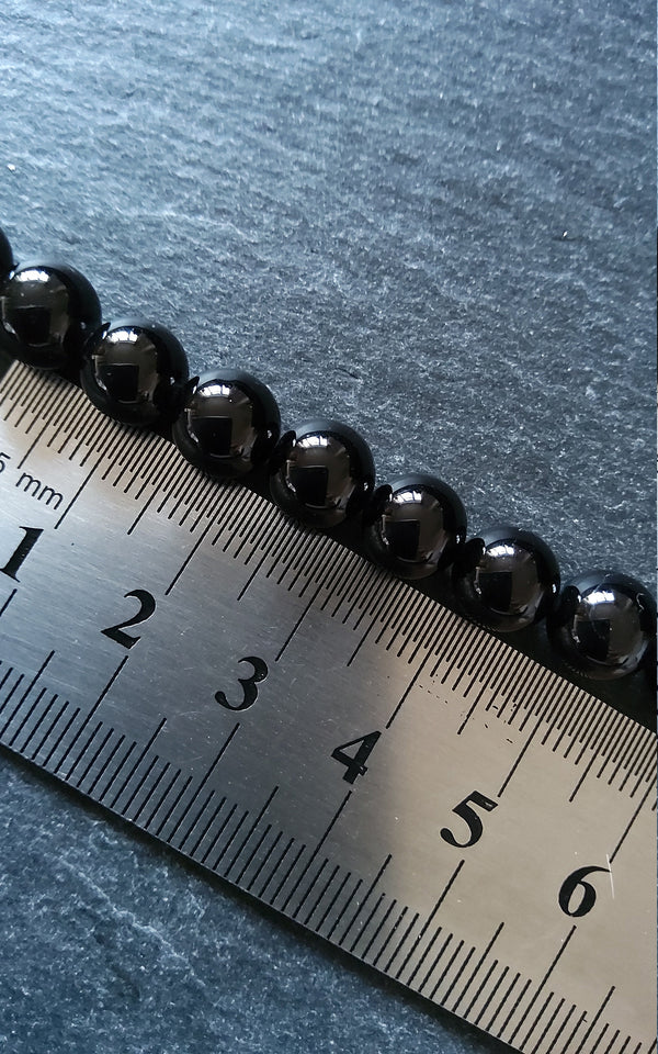 8.5mm Black Grade A Tourmaline Natural Polished Gemstone Round Beads Full 15.5 inch Strand