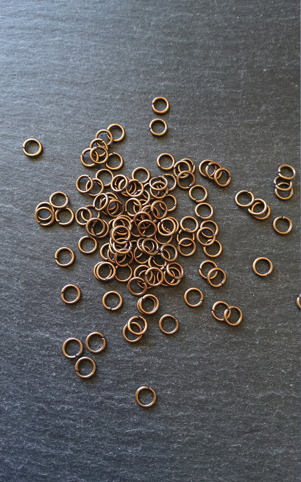 100 or 500 Antique Copper Alloy 6mm Diameter 0.9mm Jump Rings 20 Gauge