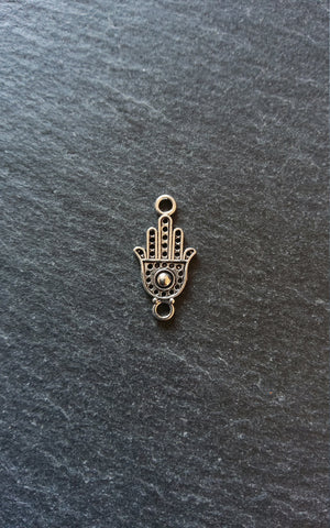 20 or 100 Hamsa Hand / Hand of Fatima Connector Charms Flat Silver Tone Alloy 20x10mm
