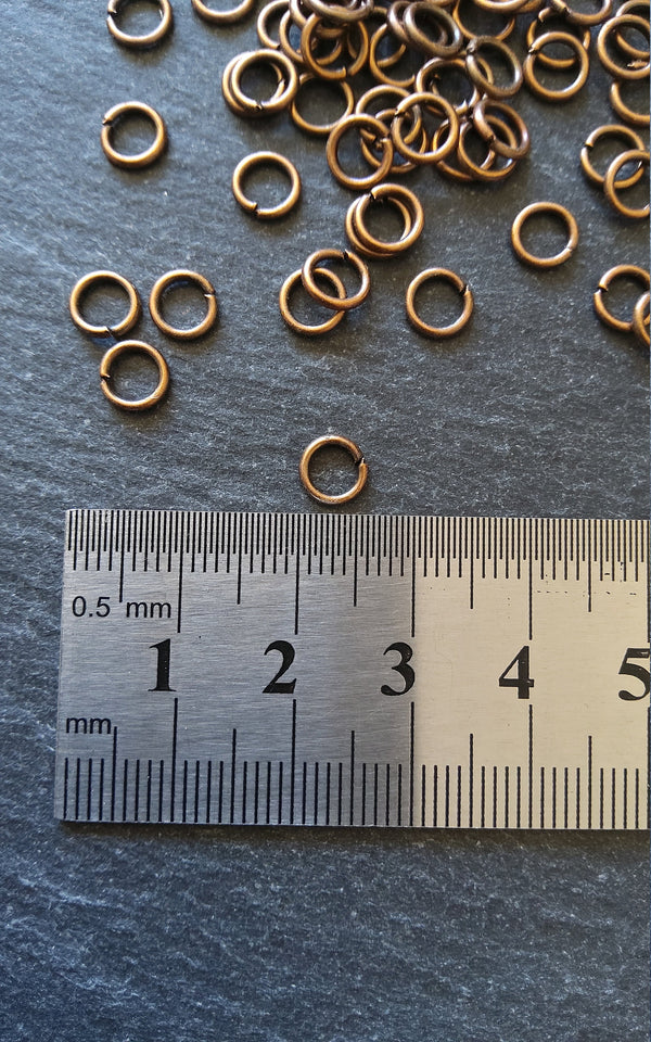 100 or 500 Antique Copper Alloy 6mm Diameter 0.9mm Jump Rings 20 Gauge