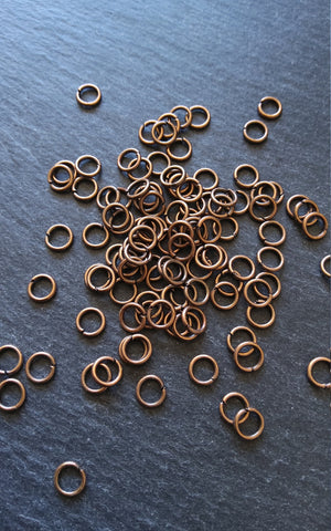100 or 500 Antique Copper Alloy 6mm Diameter 0.9mm Jump Rings 20 Gauge