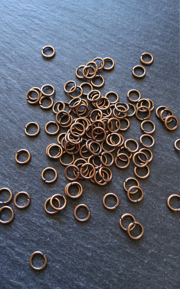 100 or 500 Antique Copper Alloy 6mm Diameter 0.9mm Jump Rings 20 Gauge
