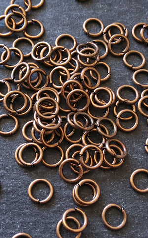 100 or 500 Antique Copper Alloy 6mm Diameter 0.9mm Jump Rings 20 Gauge