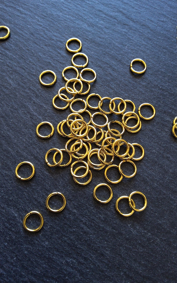 100 or 500 Gold Plated 8mm Diameter Jump Rings Strong 1.2mm (16 gauge)