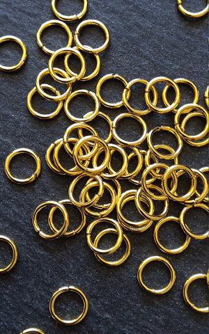 100 or 500 Gold Plated 8mm Diameter Jump Rings Strong 1.2mm (16 gauge)