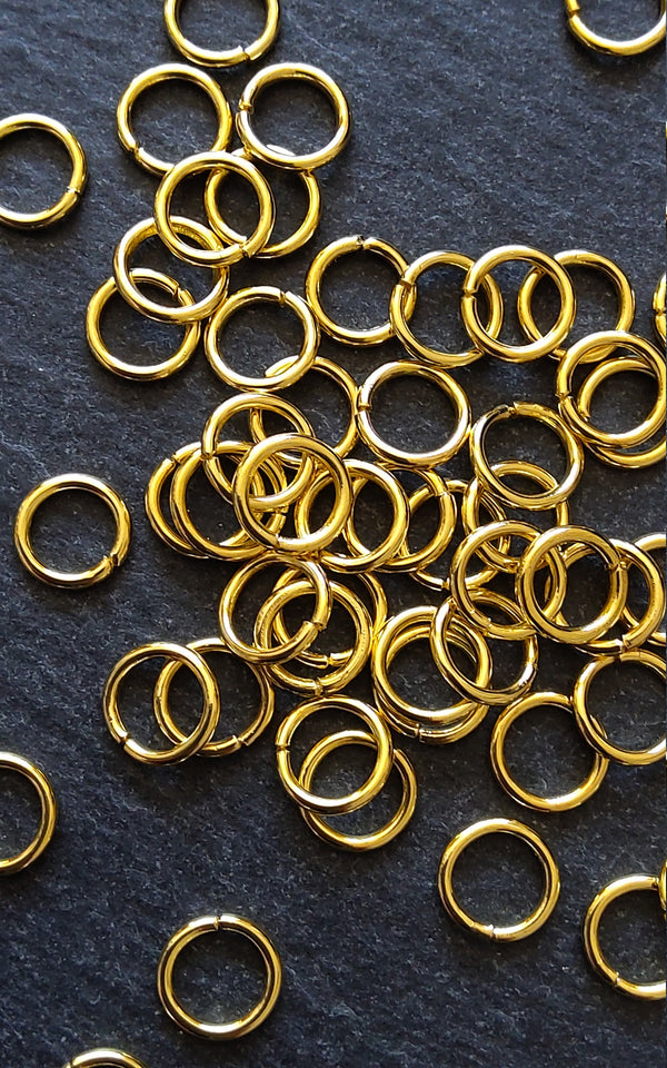 100 or 500 Gold Plated 8mm Diameter Jump Rings Strong 1.2mm (16 gauge)
