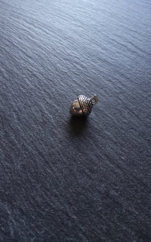 6 or 30 Acorn Charms Antique Silver Tone Solid 14x10mm