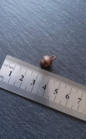 6 or 30 Acorn Charms Antique Copper Tone Solid Alloy 15x10mm