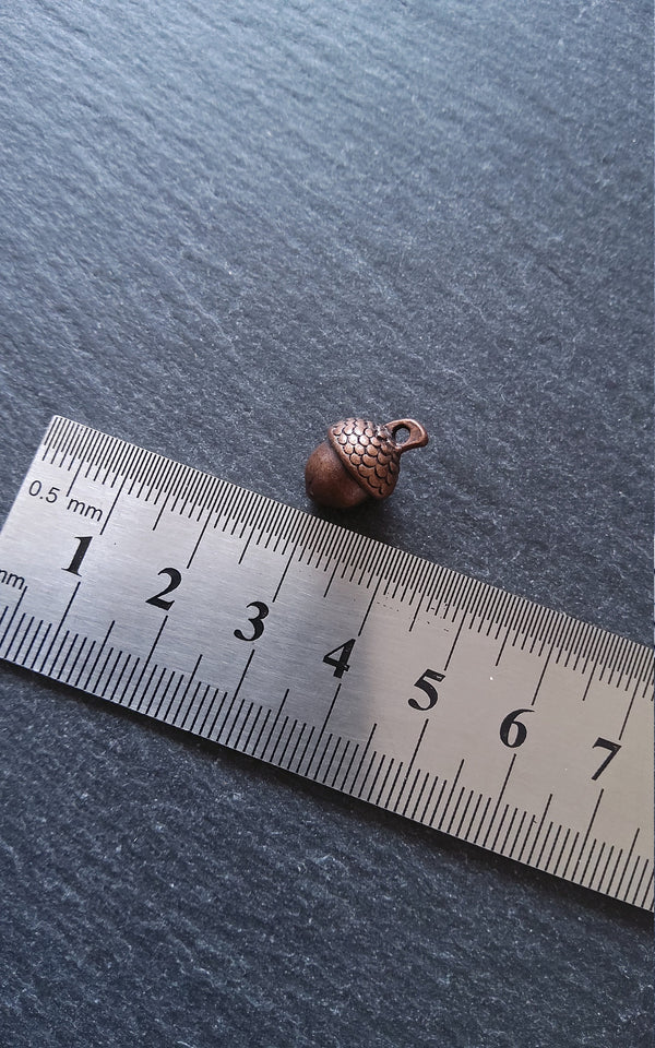 6 or 30 Acorn Charms Antique Copper Tone Solid Alloy 15x10mm