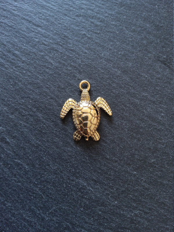 2 or 10 Real Gold Plated Sea Turtle Charms 28x24mm Nickel FREE