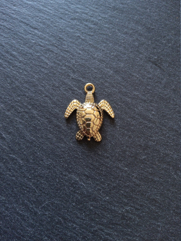 2 or 10 Real Gold Plated Sea Turtle Charms 28x24mm Nickel FREE