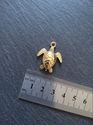 2 or 10 Real Gold Plated Sea Turtle Charms 28x24mm Nickel FREE