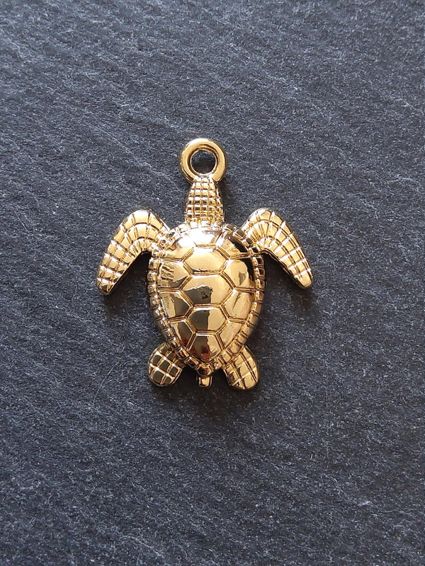 2 or 10 Real Gold Plated Sea Turtle Charms 28x24mm Nickel FREE
