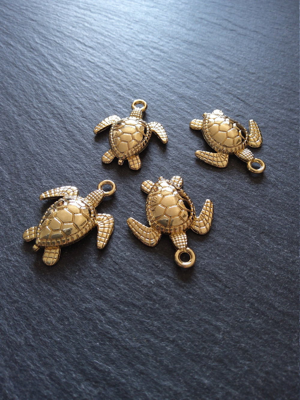 2 or 10 Real Gold Plated Sea Turtle Charms 28x24mm Nickel FREE