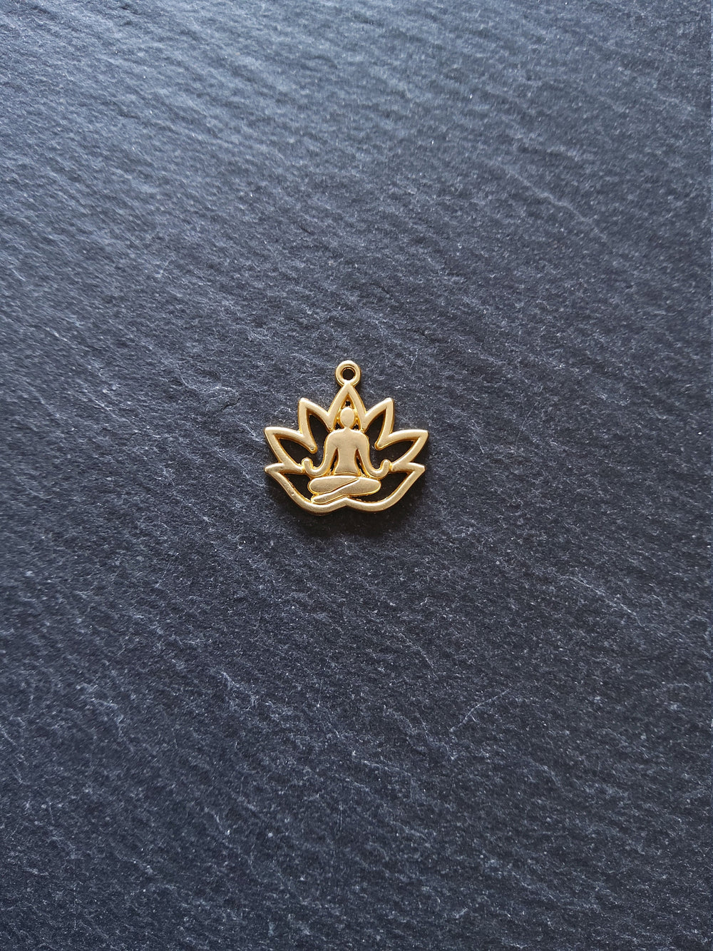 4 or 20 Real Gold Plated Lotus Flower with Meditating Figure Charms 16.5x18mm Nickel FREE