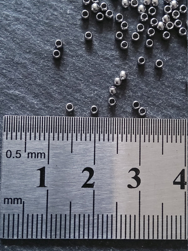 100 or 500 Crimp Beads 316 Surgical Steel 2mm 2x1.6mm Hole: 1mm