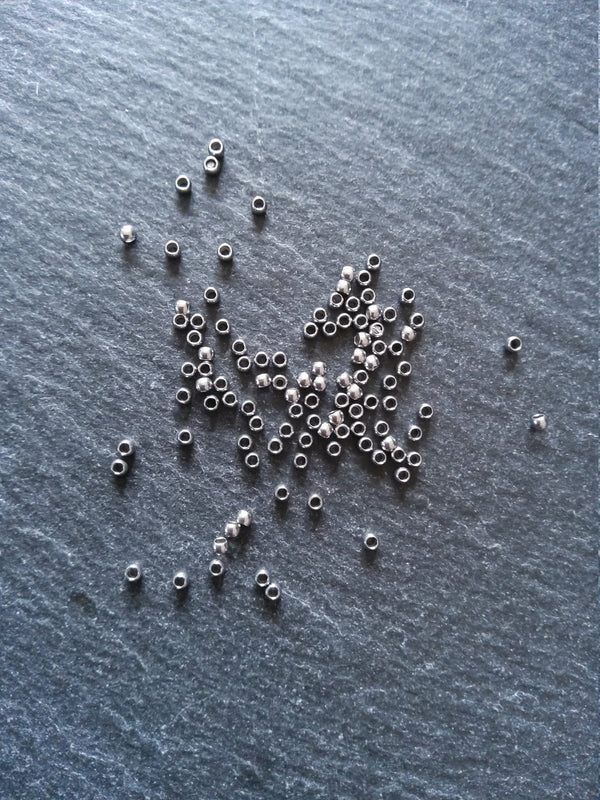 100 or 500 Crimp Beads 316 Surgical Steel 2mm 2x1.6mm Hole: 1mm