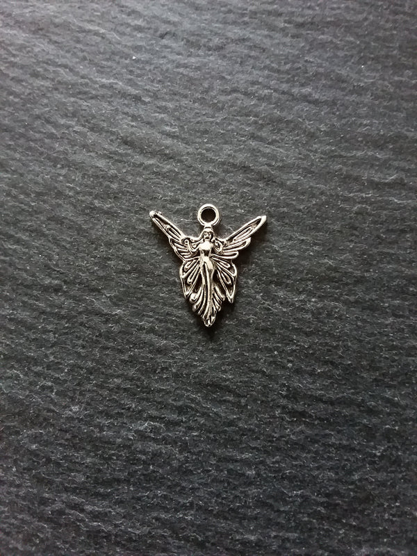 10 or 50 Fairy Charms Antique Silver Tone 20x19mm
