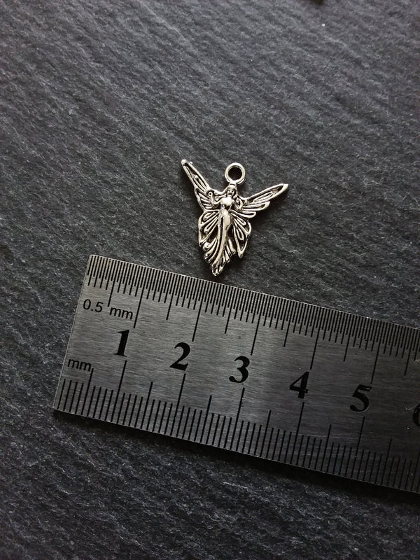 10 or 50 Fairy Charms Antique Silver Tone 20x19mm