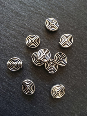 10 or 50 Spiral 12mm Silver Tone Metal Alloy Beads 12x11x4mm