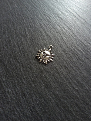 10 or 50 Sun Face Charms Antique Silver Tone 23x19mm