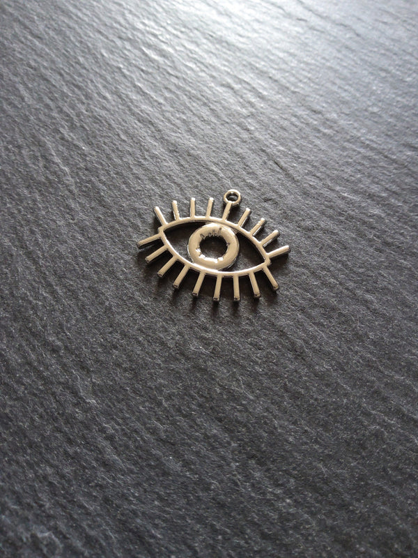4 or 20 Eye Pendants Antique Silver Tone 26x22mm