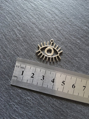 4 or 20 Eye Pendants Antique Silver Tone 26x22mm