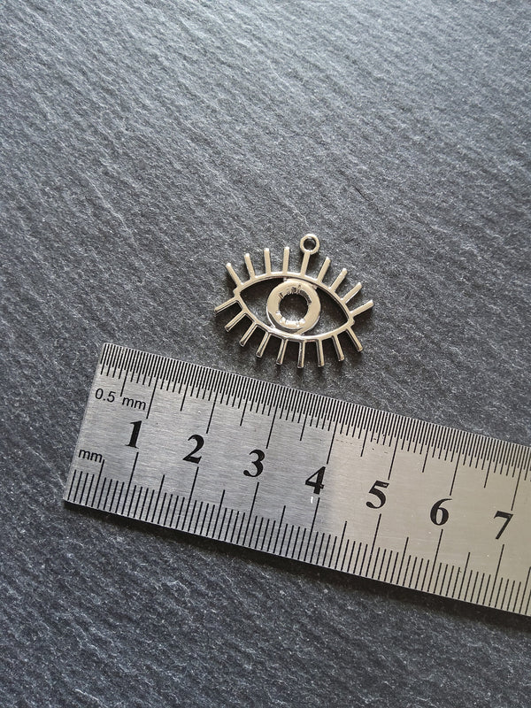 4 or 20 Eye Pendants Antique Silver Tone 26x22mm