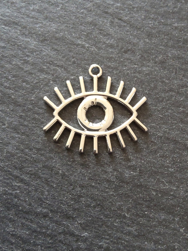 4 or 20 Eye Pendants Antique Silver Tone 26x22mm