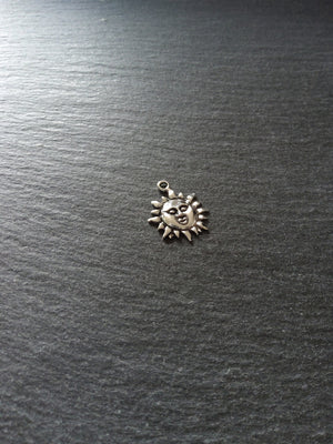 10 or 50 Sun Face Charms Antique Silver Tone 23x19mm