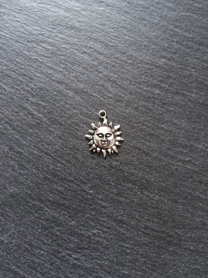 10 or 50 Sun Face Charms Antique Silver Tone 23x19mm