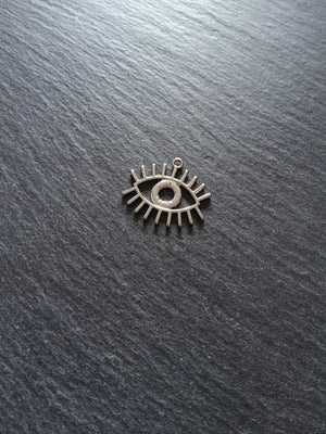 4 or 20 Eye Pendants Antique Silver Tone 26x22mm