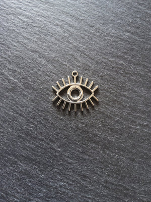 4 or 20 Eye Pendants Antique Silver Tone 26x22mm