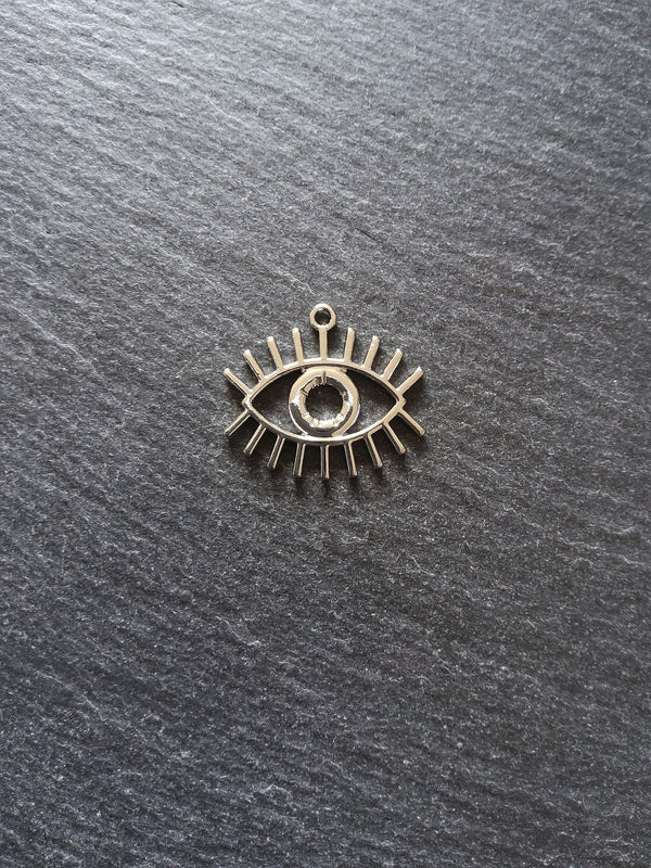 4 or 20 Eye Pendants Antique Silver Tone 26x22mm