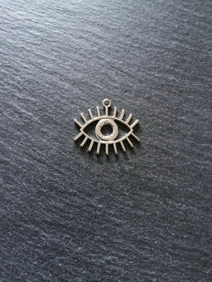 4 or 20 Eye Pendants Antique Silver Tone 26x22mm