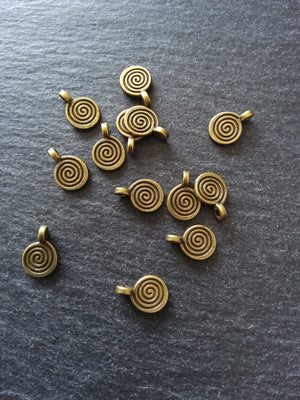 20 or 100 Round Swirl Charms Antique Bronze Tone 12x8x1.5m Nickel FREE