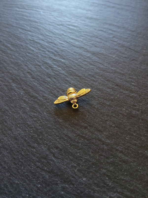 Lovely Little Real Gold Plated Bee Charms 11.5x17x4.5mm Nickel FREE