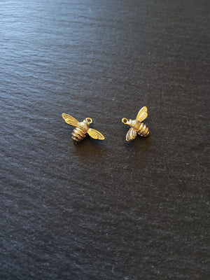 Lovely Little Real Gold Plated Bee Charms 11.5x17x4.5mm Nickel FREE