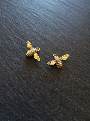 Lovely Little Real Gold Plated Bee Charms 11.5x17x4.5mm Nickel FREE