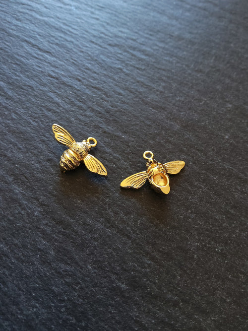 Lovely Little Real Gold Plated Bee Charms 11.5x17x4.5mm Nickel FREE