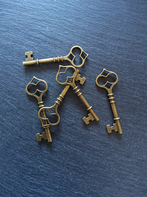4 or 20 Antique Bronze Key Pendants Large 60x21x4mm