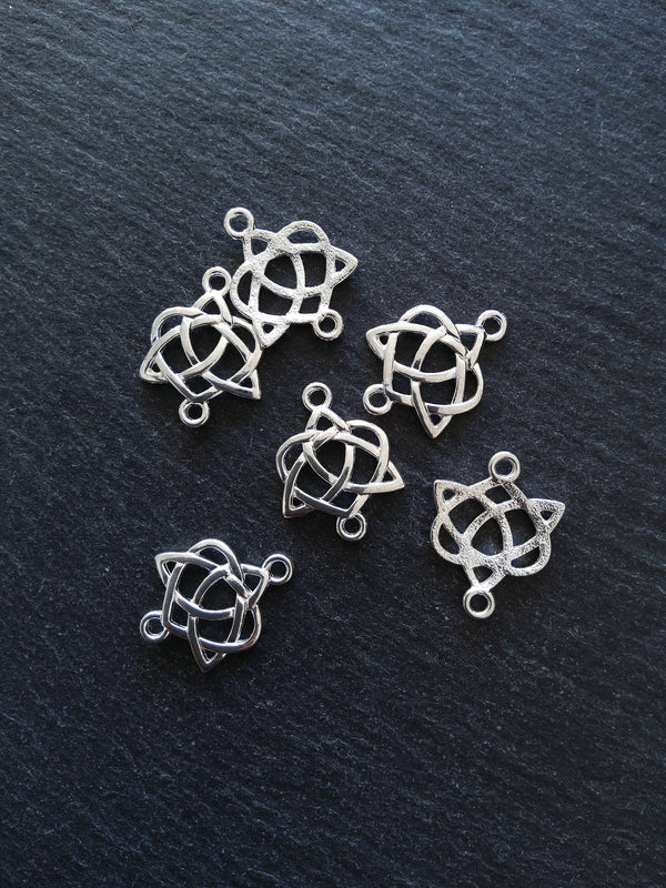 10 or 50 Celtic Knot Connector Charms Bright Silver Plated 25x19mm